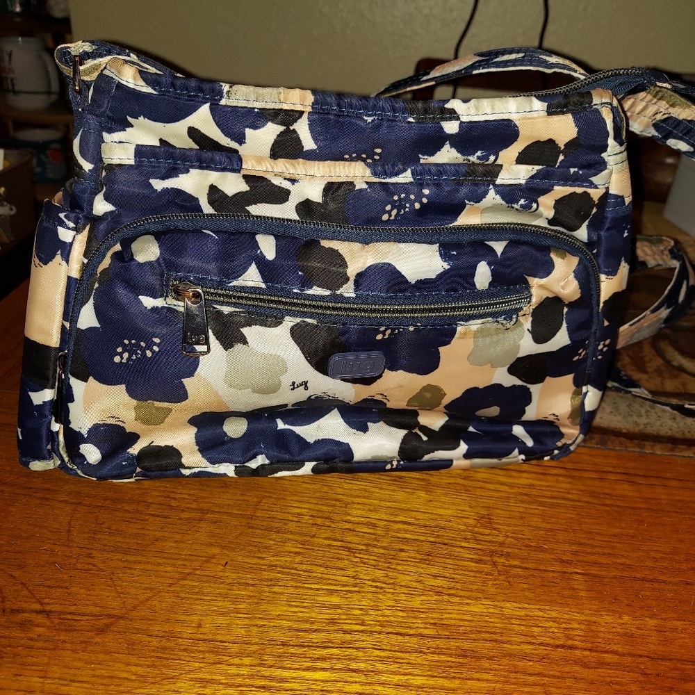 Lug Floral Canvas Crossbody Many Pockets Work School Errands